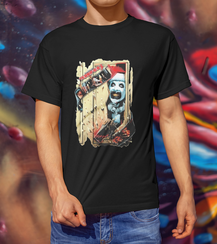 Terrifier 3 Chop House Horror Art The Clown Film Strip Scene T-Shirt