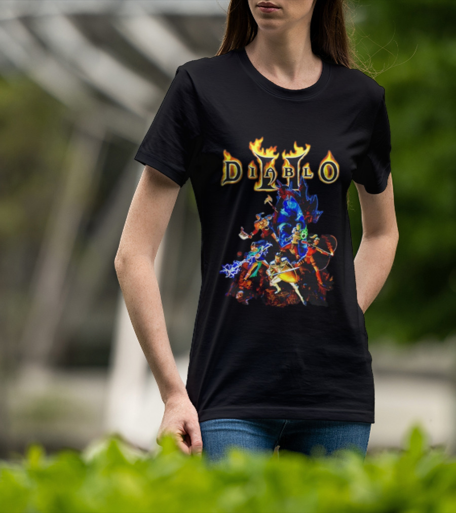 Diablo II Infernal Gate Classic Game Characters And Iconic Logo T-Shirt