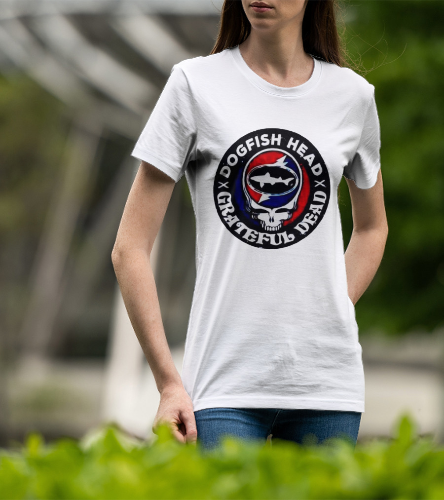 Dogfish Head Grateful Dead Red White Baseball Collaboration T-Shirt