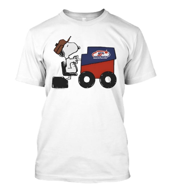 Peanuts Snoopy USA Hockey Zamboni Fresh Ice T-Shirt