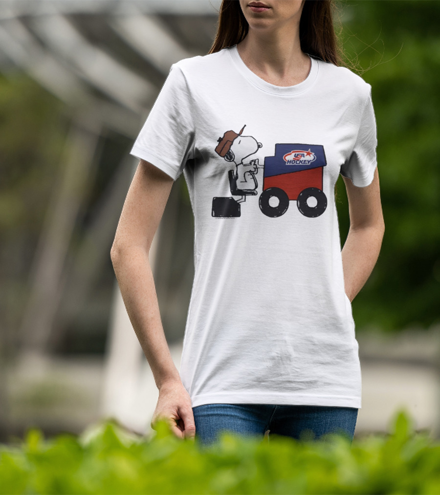 Peanuts Snoopy USA Hockey Zamboni Fresh Ice T-Shirt