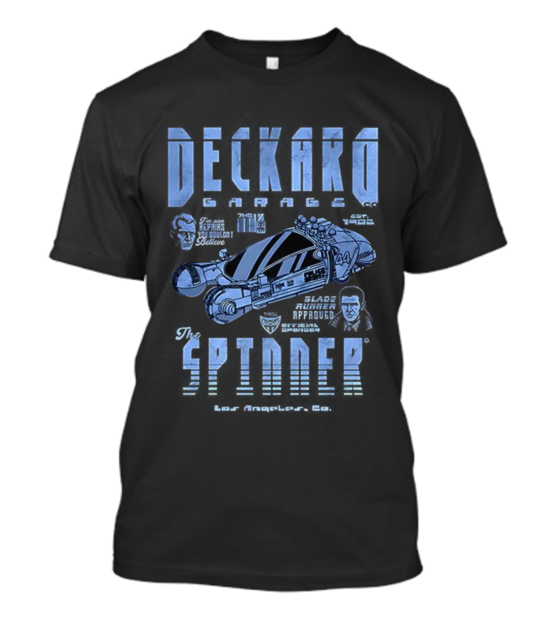 Deckard Spinner Los Angeles 1982 Replicants Machines Repairs Serve Survive T-Shirt