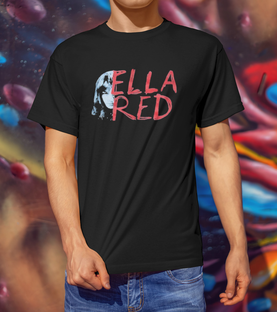 Ella Red Face Stylish Graphic Text Design T-Shirt