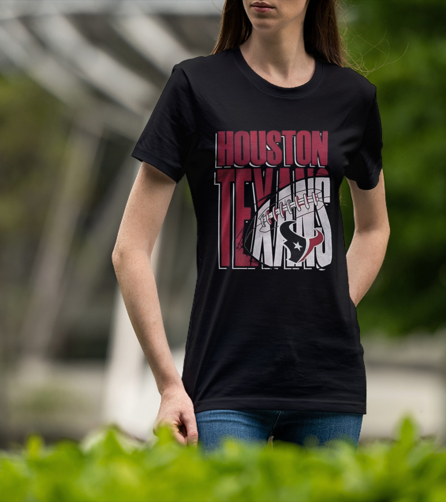 Houston Texans Red White Football Star Emblem T-Shirt