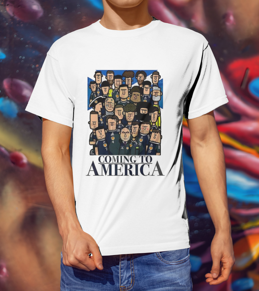 Coming To America Cartoon Scotland Soccer Team Characters T-Shirt