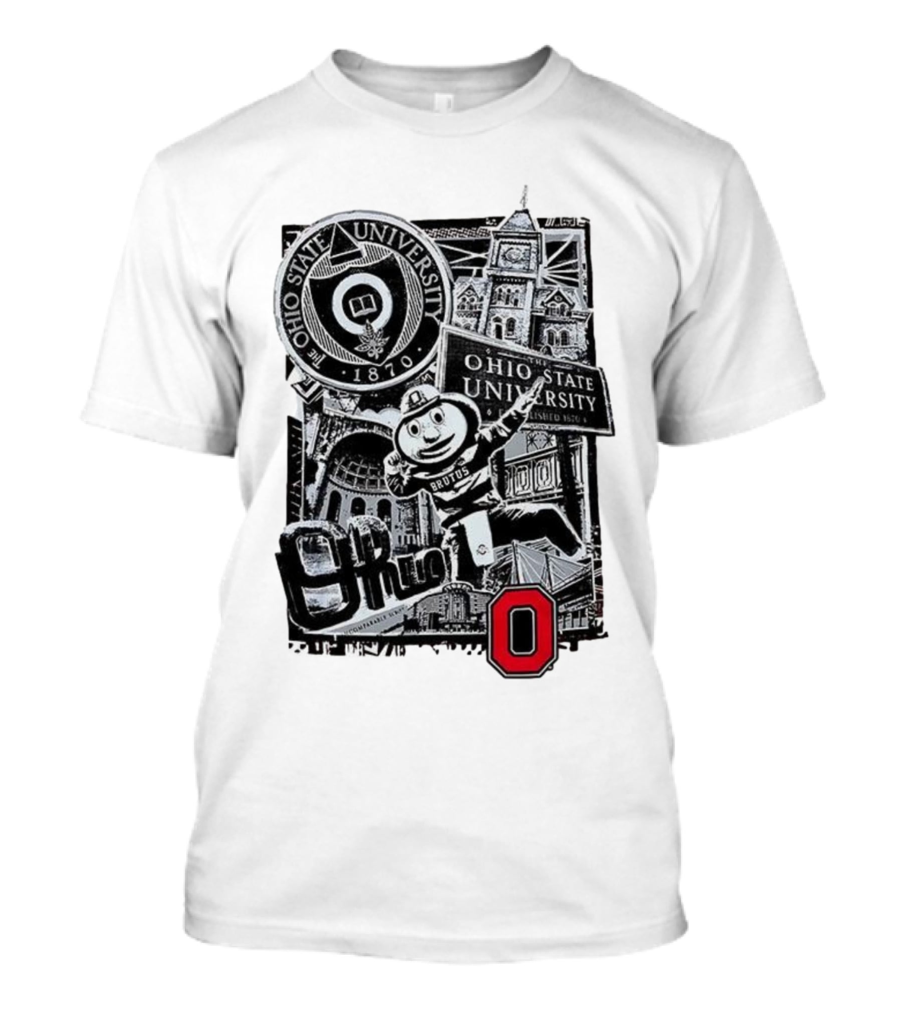 The Ohio State University Buckeyes Brutus Mascot Landmark 1870 T-Shirt