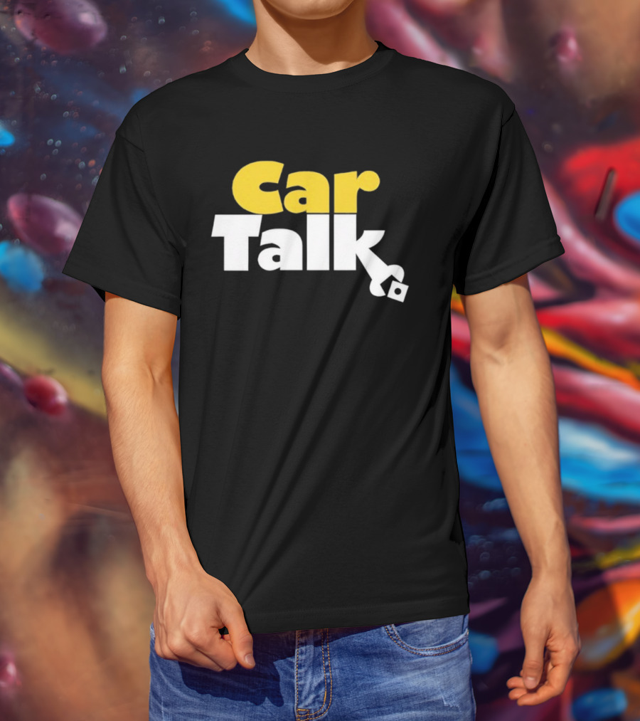 Car Talk NPR Show Logo Yellow And White Text With Wrench Symbol T-Shirt