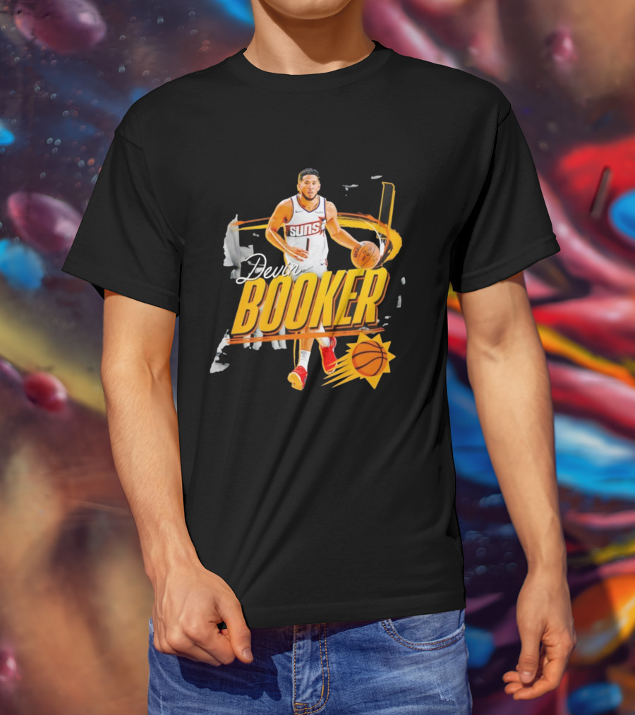 Devin Booker Phoenix Suns Basketball Graphic Retro Style T-Shirt