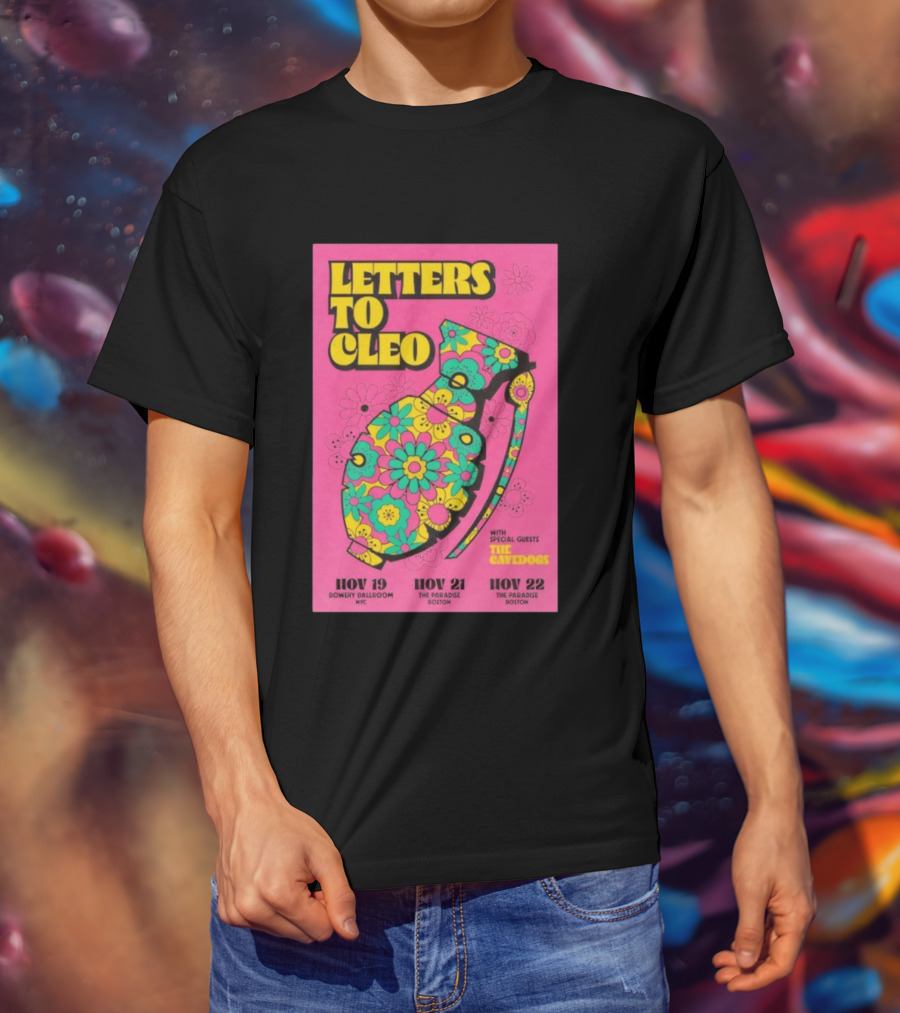 Letters To Cleo Nov 19 2025 Bowery Ballroom New York With The Cavedogs Psychedelic Pop Art T-Shirt