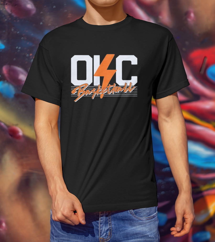 OKC Basketball Lightning Bolt Oklahoma City Thunder T-Shirt