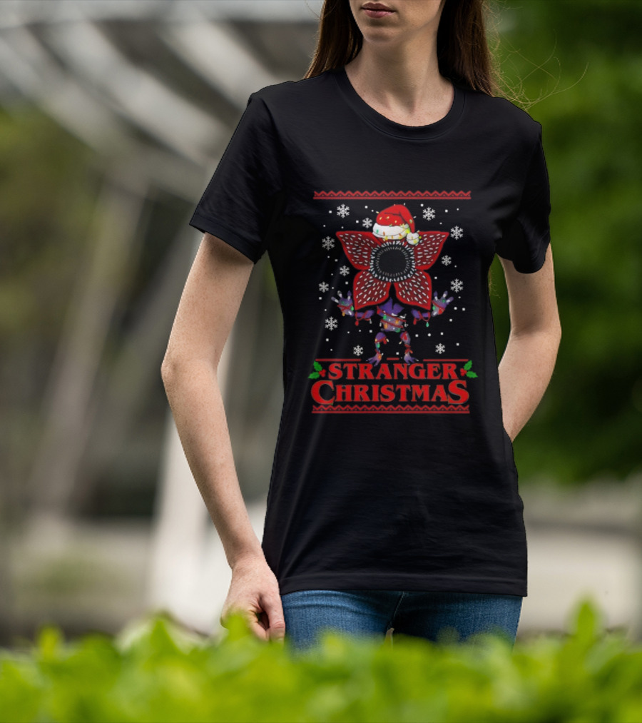 Stranger Christmas Demogorgon Santa Ugly Sweater Humor T-Shirt