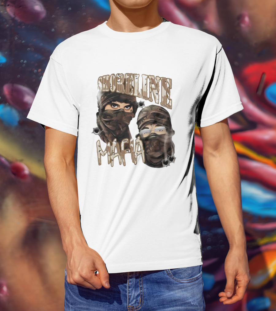 Shoreline Mafia Camo Masked Illustration T-Shirt
