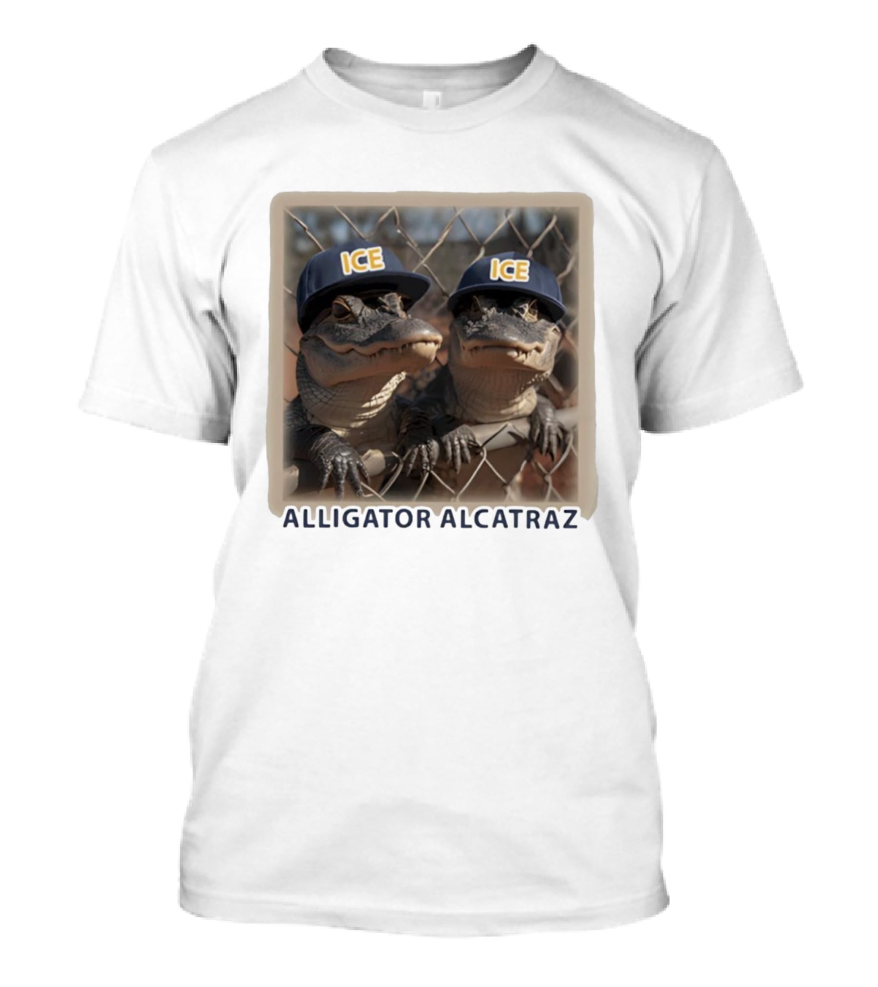 ICE Alligator Alcatraz Caps On Alligators Fence T-Shirt