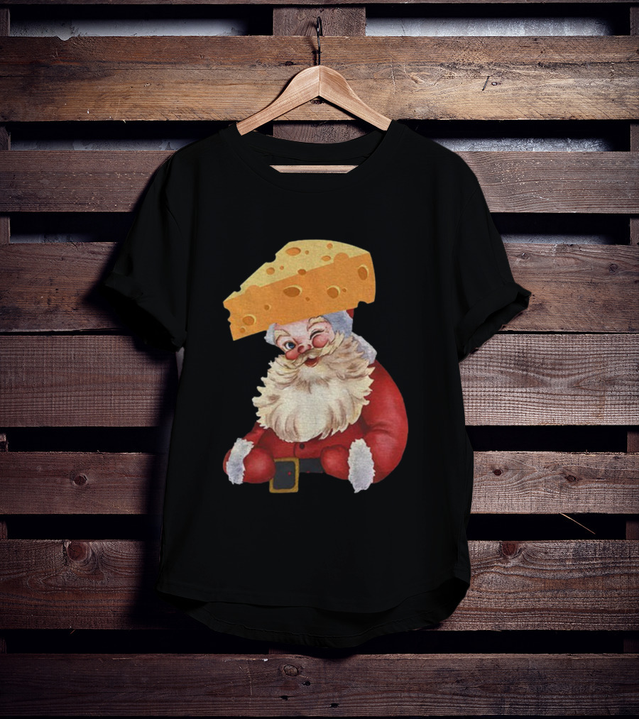 Santa Cheese Head Winking Green Bay Packers Christmas T-Shirt