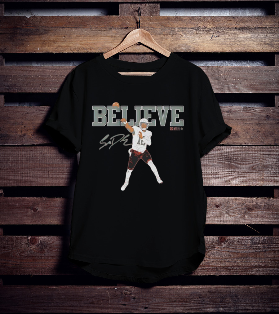 Believe Shedeur Sanders Signature Football Player Number 2 T-Shirt
