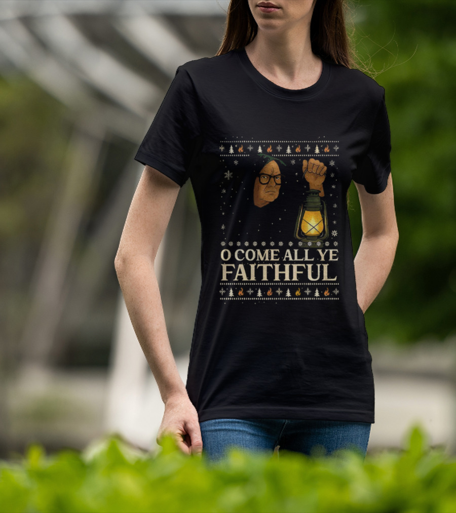 O Come All Ye Faithful Funny Traitors Christmas Sweater Lantern Design T-Shirt