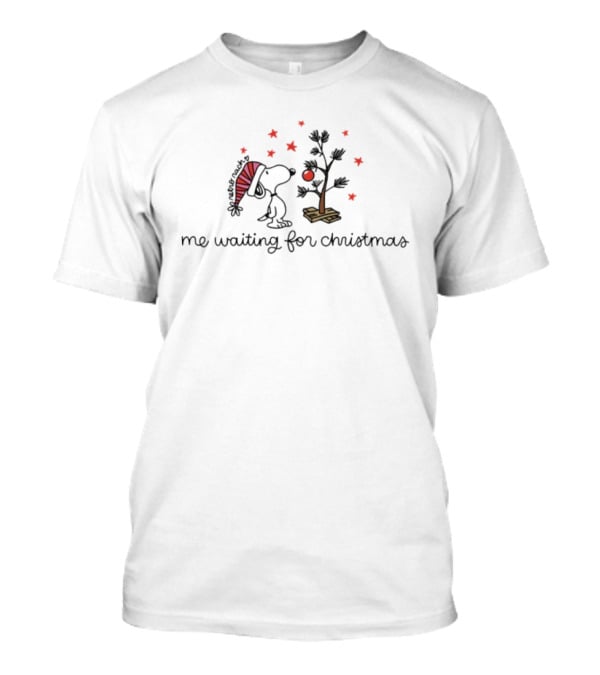 Snoopy Me Waiting For Christmas Tree Holiday Scene T-Shirt
