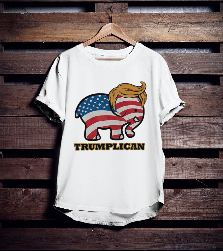 TRUMPLICAN American Flag Elephant With Hair Caricature T-Shirt