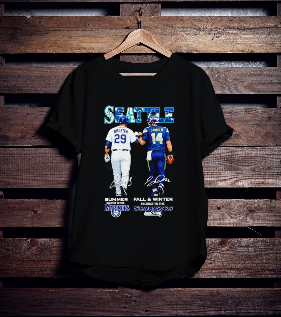Seattle Cal Raleigh Mariners And Darnold Seahawks Fist Bump Summer Winter T-Shirt