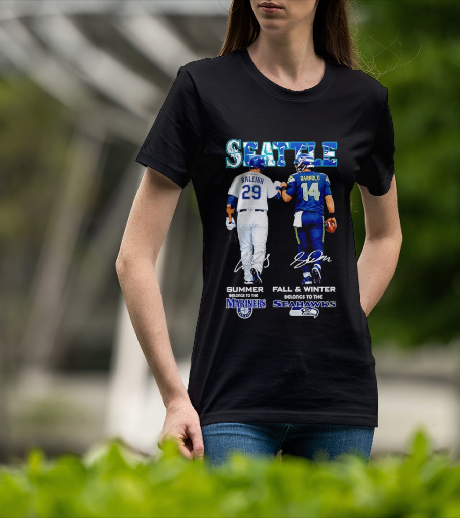 Seattle Cal Raleigh Mariners And Darnold Seahawks Fist Bump Summer Winter T-Shirt