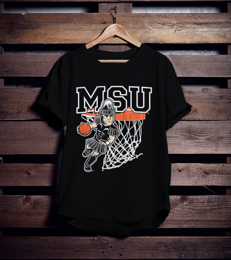 Michigan State Spartans Basketball MSU Logo Slam Dunk T-Shirt