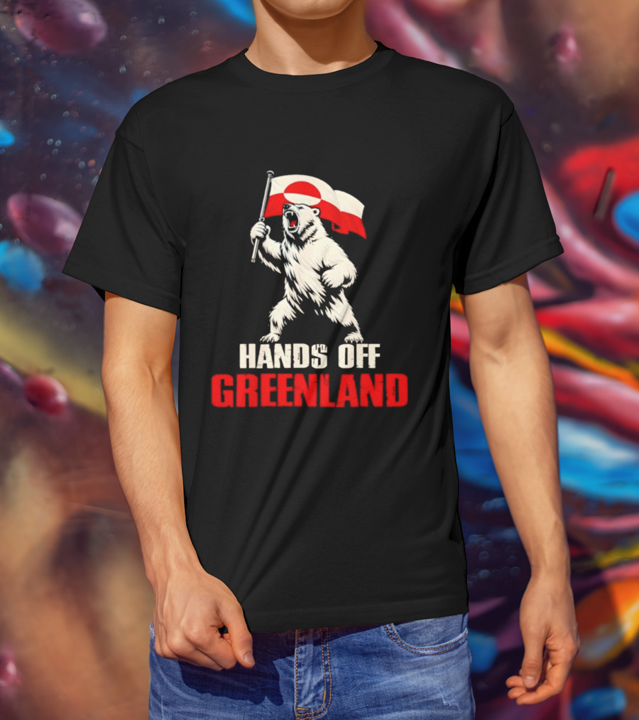 Hands Off Greenland Flag Bear Support Greenland T-Shirt