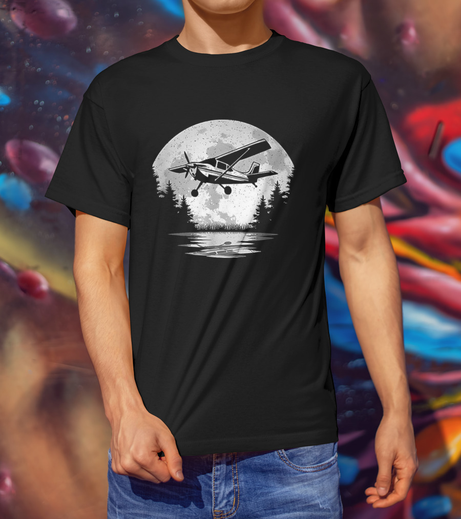 Pilot Airplane Aviator Aviation Vintage Seaplane Reflections T-Shirt