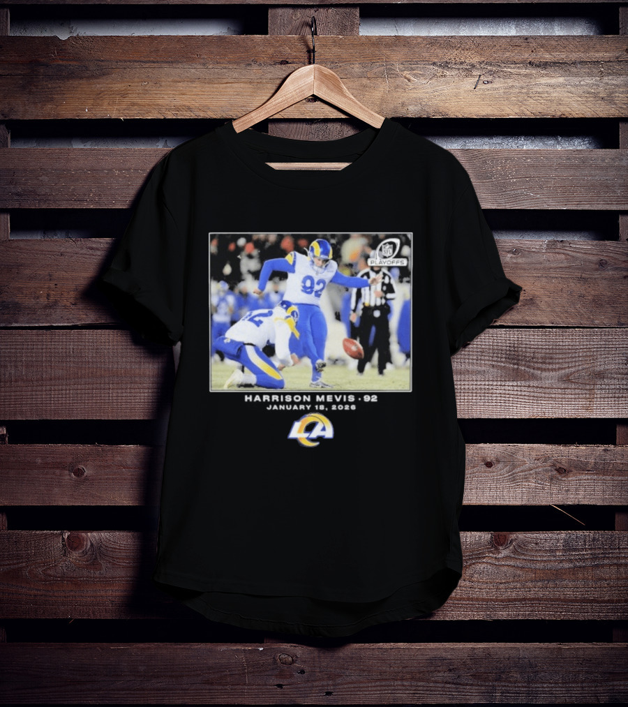 Harrison Mevis Los Angeles Rams NFL Playoffs Kick 92 T-Shirt