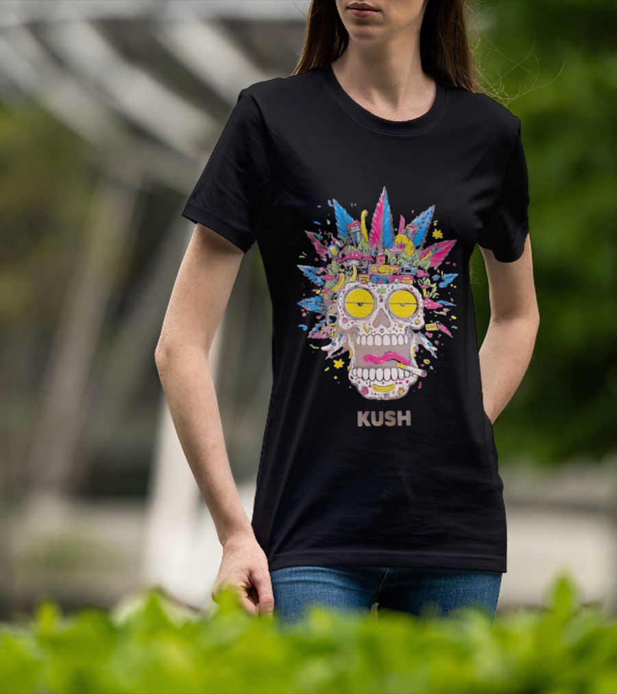 Psychedelic Kush Skull Vibrant Cannabis T-Shirt