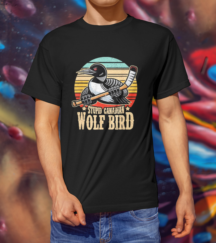 Stupid Canadian Wolf Bird Loon Hockey Meme T-Shirt