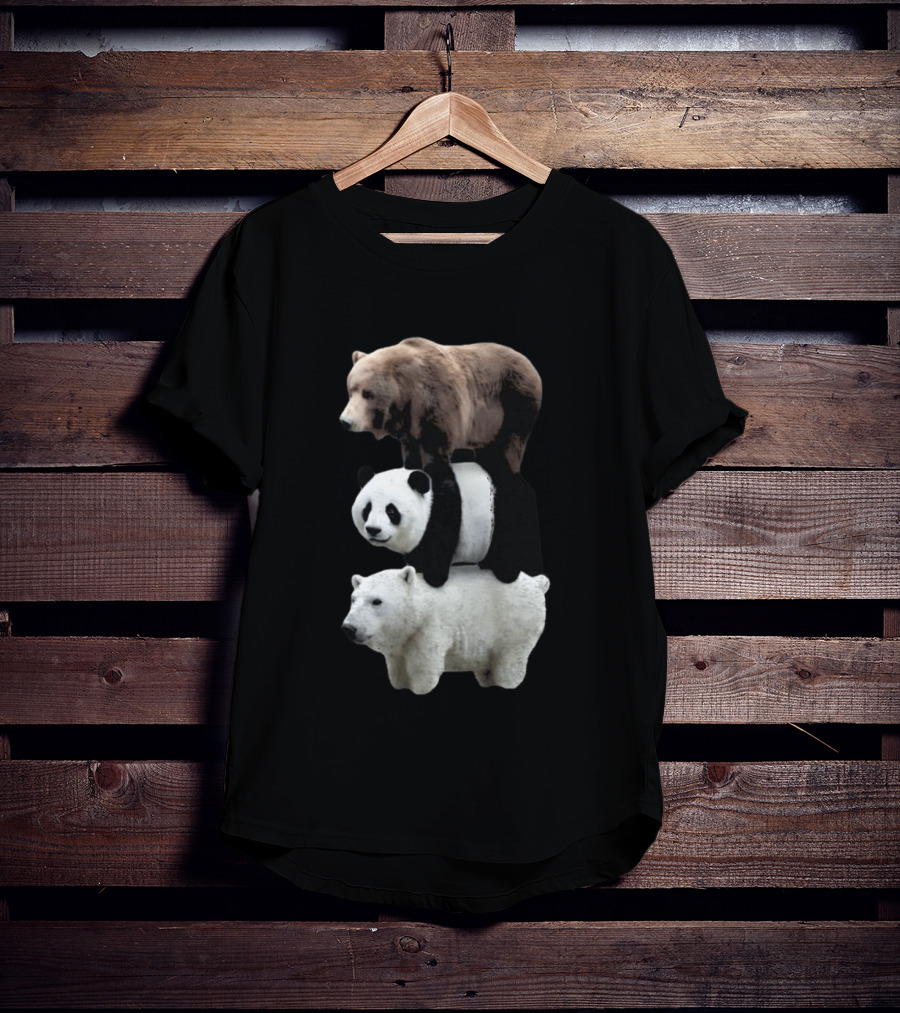 We Bears Realistic Stacked Brown Panda Polar Bears T-Shirt
