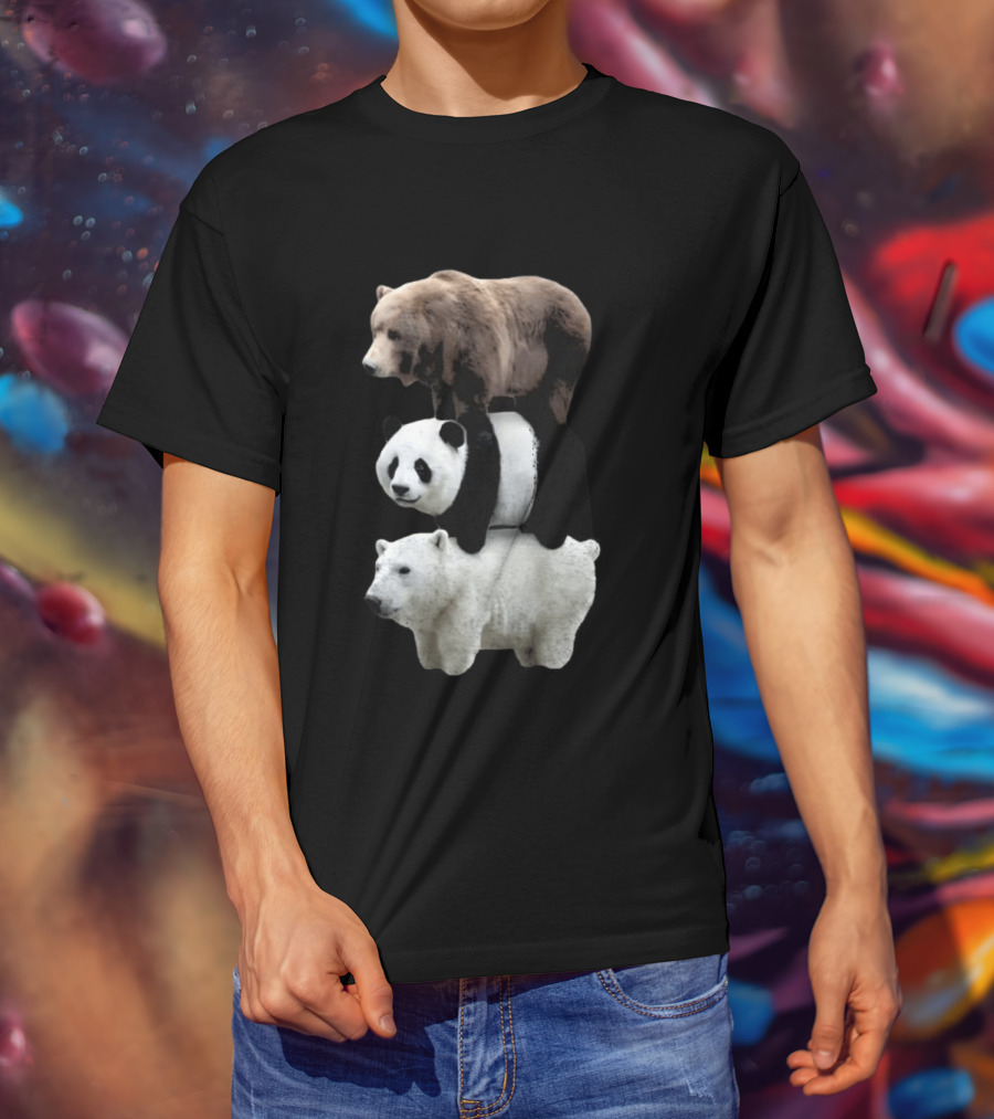 We Bears Realistic Stacked Brown Panda Polar Bears T-Shirt