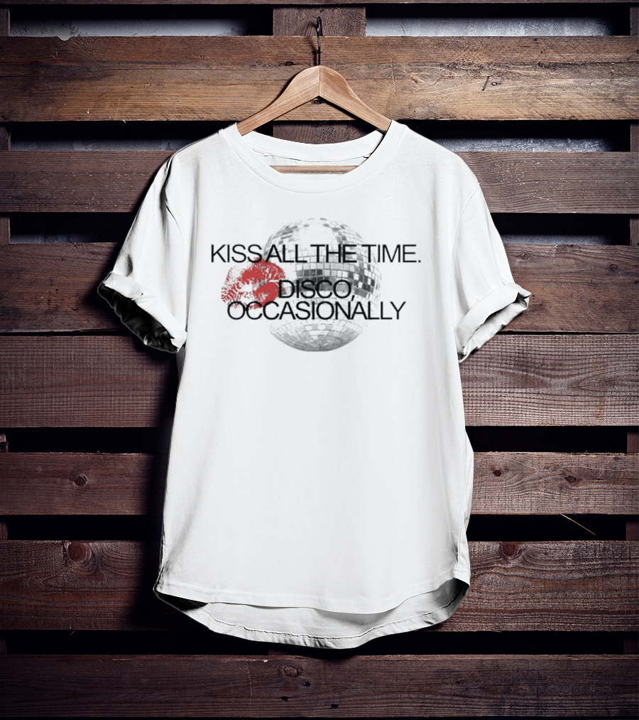 Kiss All The Time Disco Occasionally Ball Red Lips Disco Ball T-Shirt