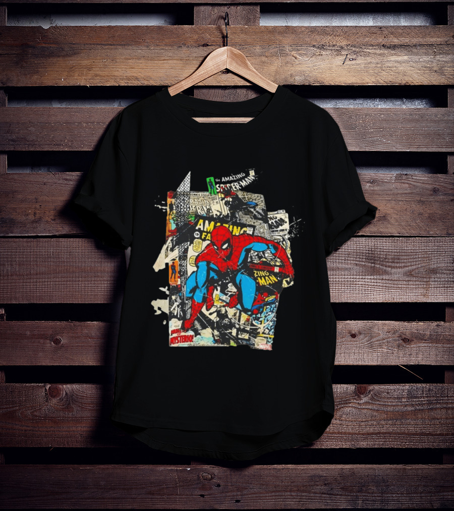 Amazing Fantasy Spider Man Zing Man Marvel Comic Collage T-Shirt