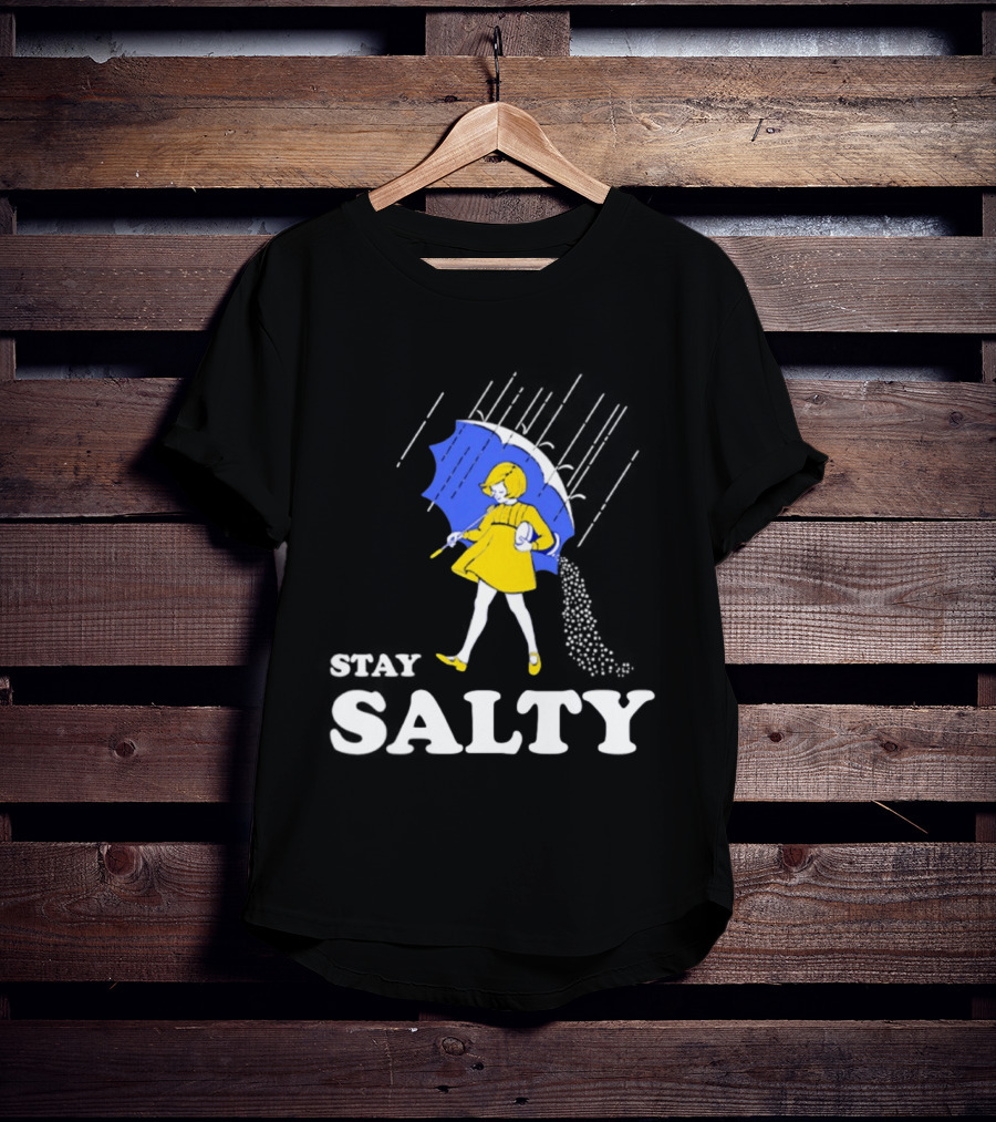 Stay Salty Girl In Yellow With Blue Umbrella T-Shirt