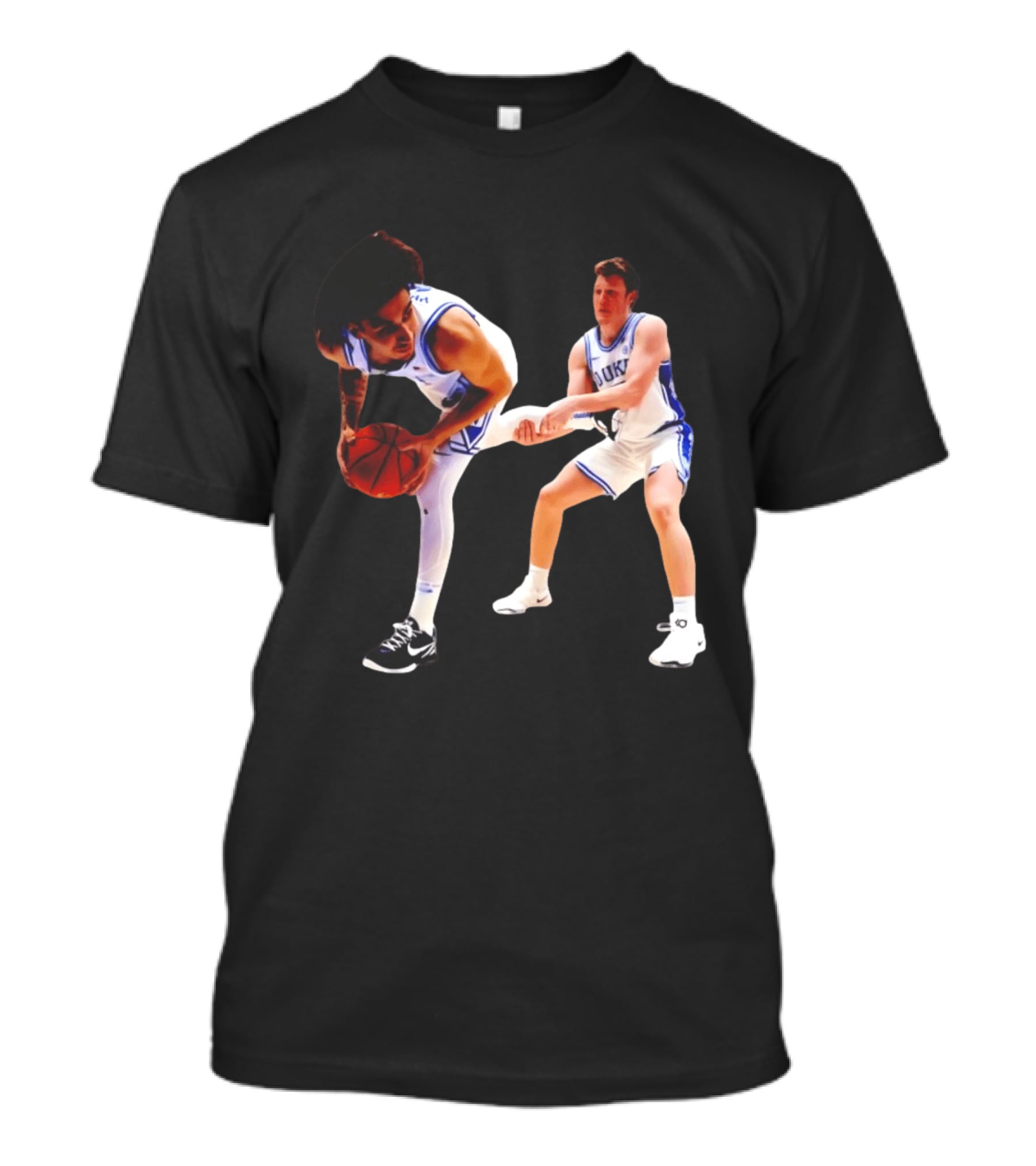 Kon Knueppel Grabbing Tyrese Proctor's Leg Duke Basketball T-Shirt