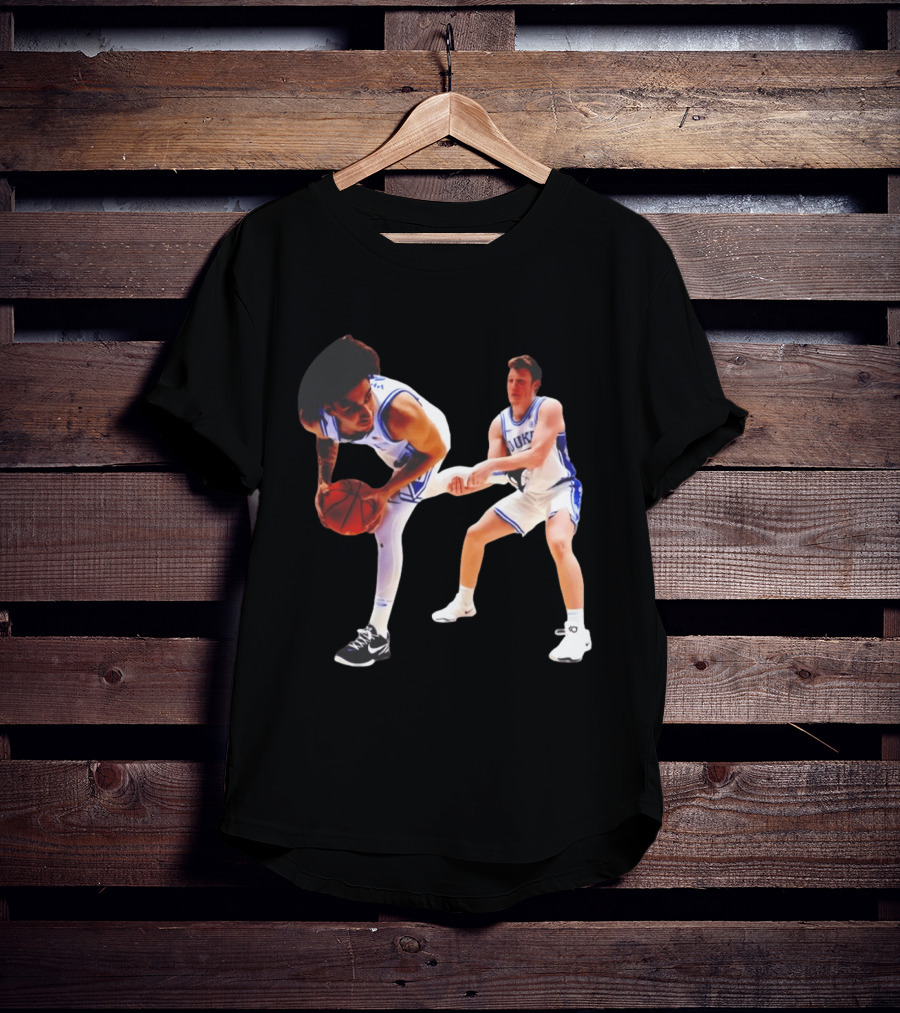 Kon Knueppel Grabbing Tyrese Proctor's Leg Duke Basketball T-Shirt