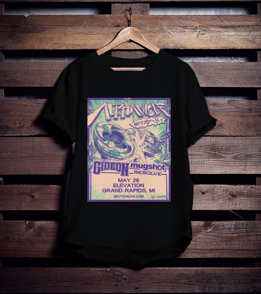 Alpha Wolf Let It Rip USA Tour 2026 May 26 Grand Rapids MI Gideon Shot Resolve T-Shirt