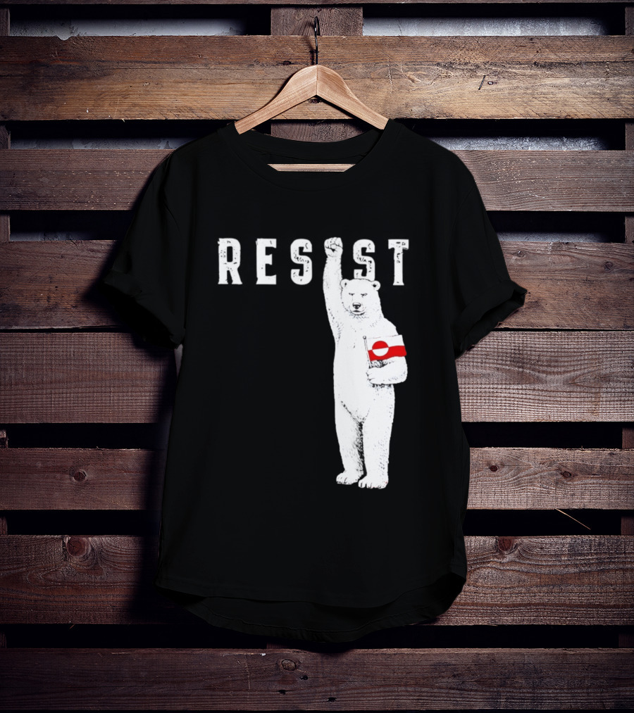 Resist Polar Bear Holding Greenland Flag T-Shirt