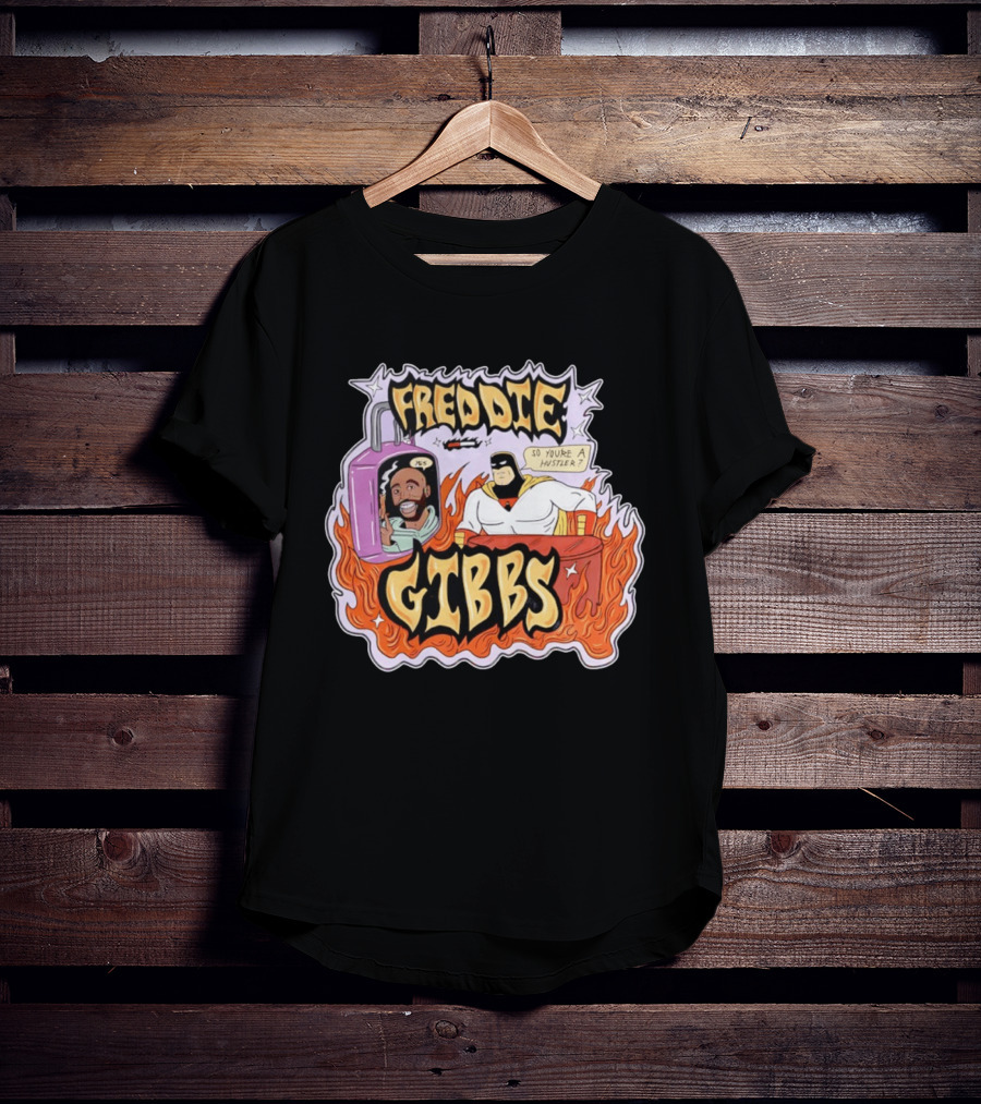 Freddie Gibbs Cartoon Space Ghost So You're A Hustler Flame T-Shirt