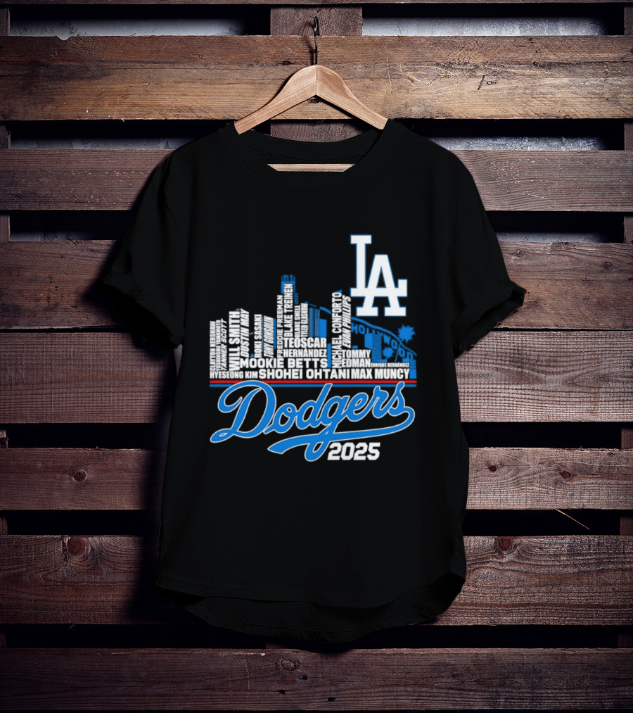 Los Angeles Dodgers 2025 City Skyline Name Players T-Shirt
