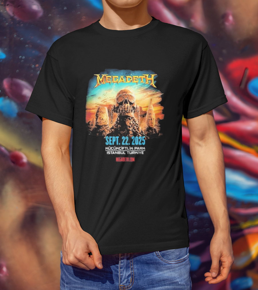 Megadeth September 22 2025 Küçükçiftlik Park Istanbul Turkey Skull T-Shirt