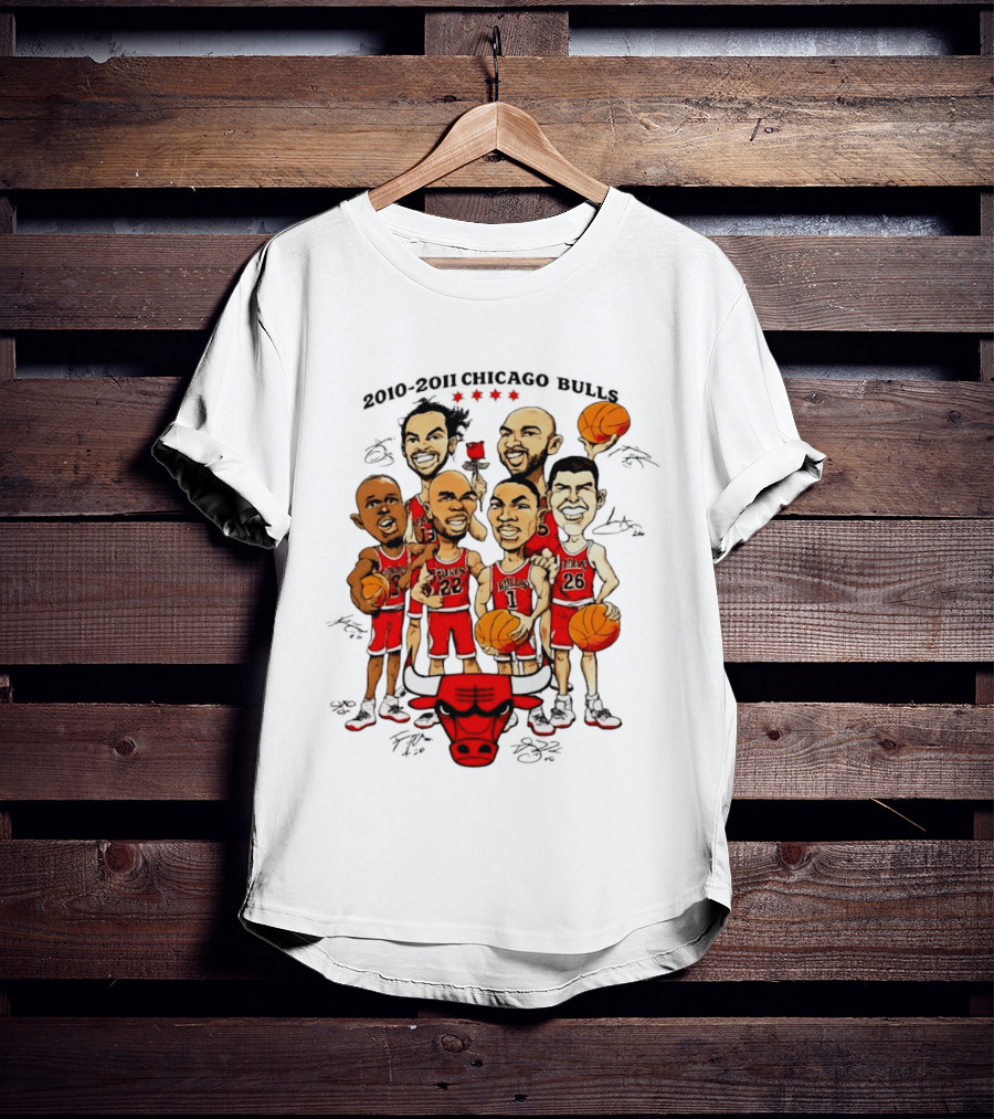 2010 2011 Chicago Bulls NBA Team Caricature T-Shirt