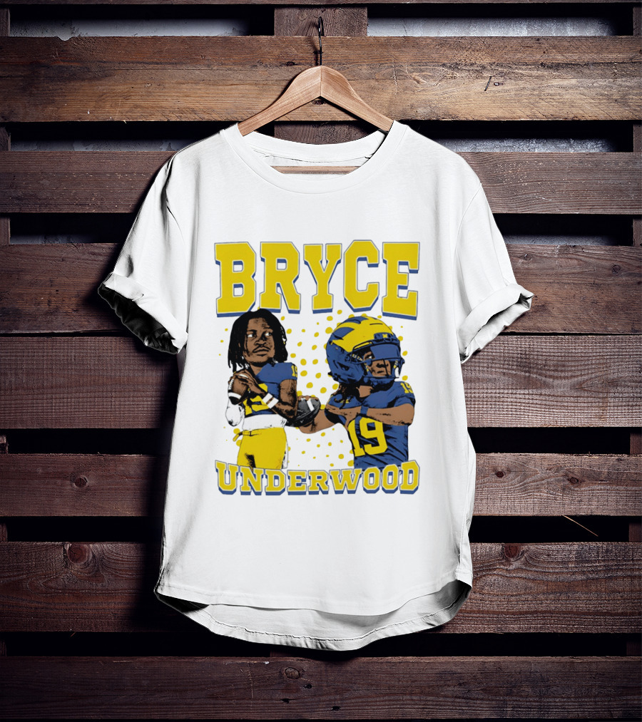 Bryce Underwood Michigan Blue And Yellow Football Caricature 19 T-Shirt