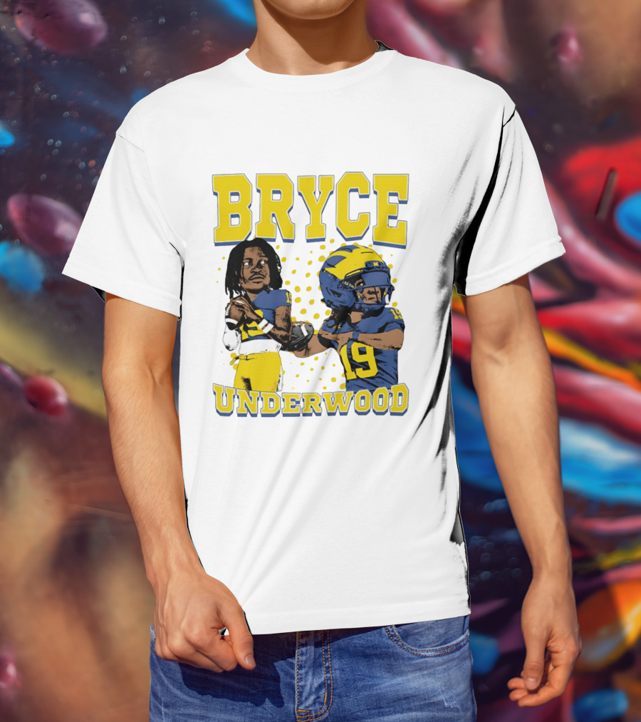 Bryce Underwood Michigan Blue And Yellow Football Caricature 19 T-Shirt