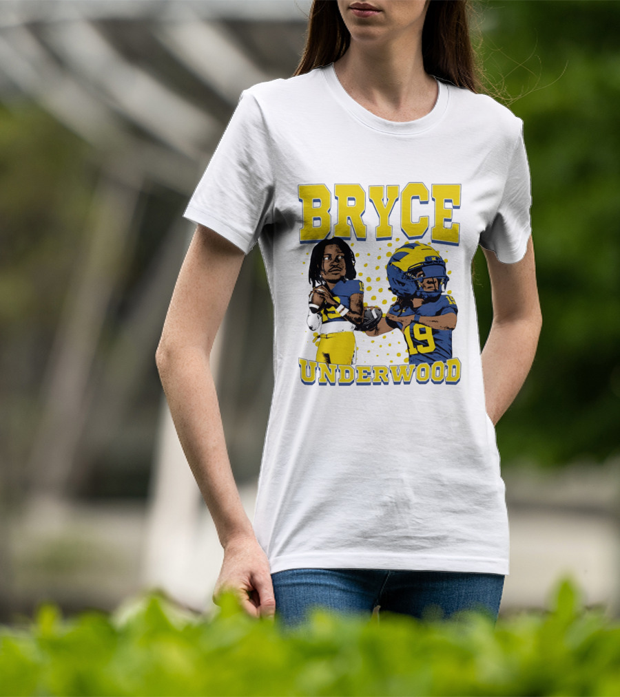 Bryce Underwood Michigan Blue And Yellow Football Caricature 19 T-Shirt