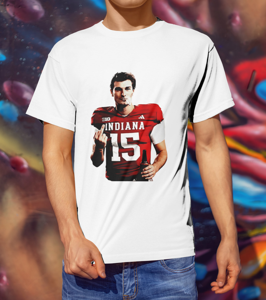 Indiana Hoosiers 15 Middle Finger Smoking Football Player T-Shirt