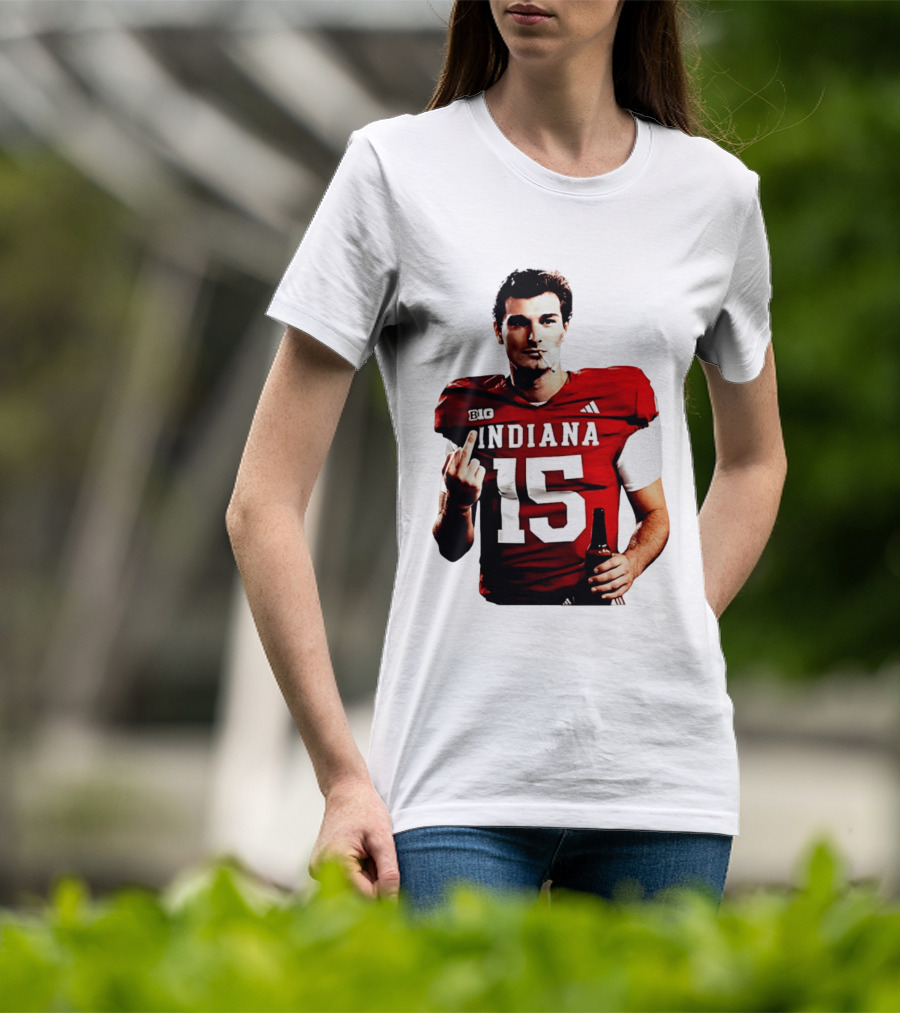 Indiana Hoosiers 15 Middle Finger Smoking Football Player T-Shirt