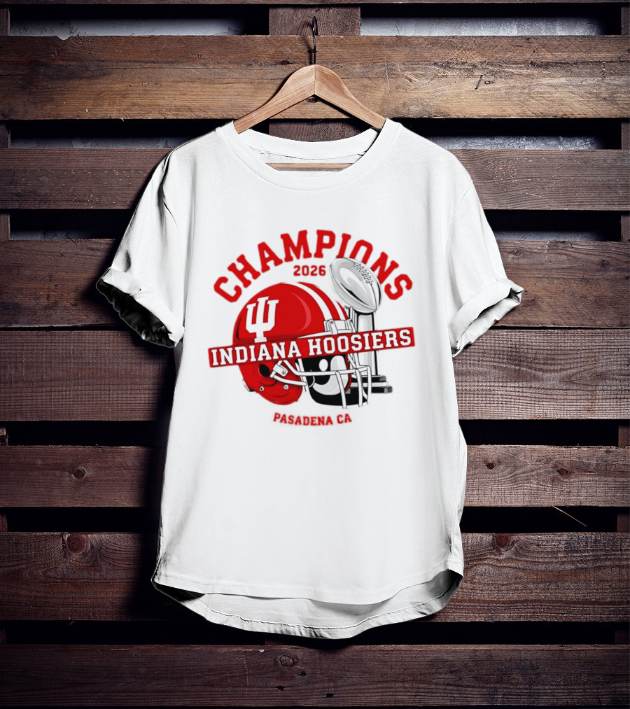 Indiana Hoosiers 2026 Champions Helmet Trophy Football Victory T-Shirt
