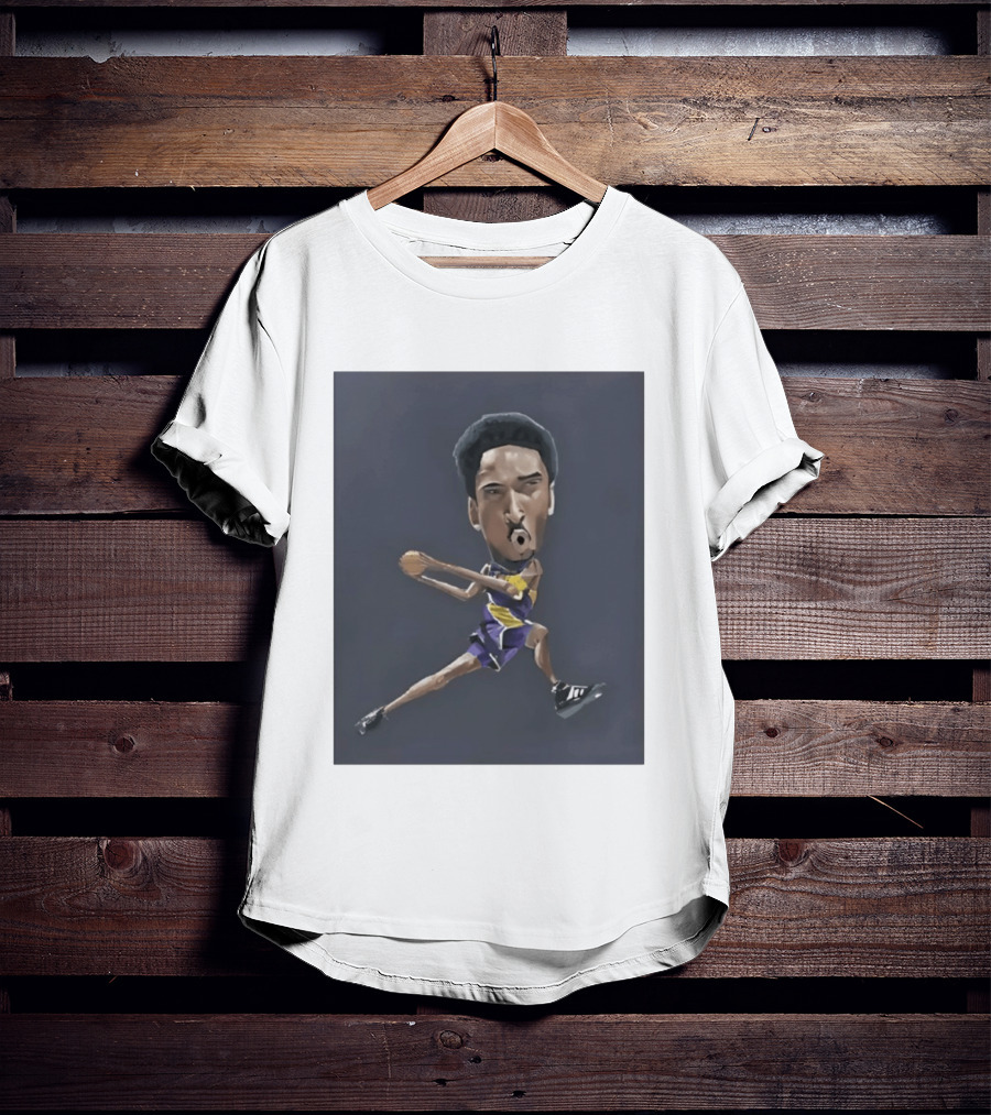 Kobe Bryant Caricature In Lakers Basketball Jersey T-Shirt